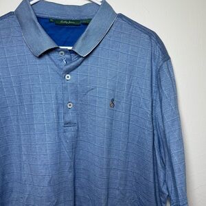 Bobby Jones Polo‎ Shirt Men's XL Blue Checkered Golf Cotton Casual